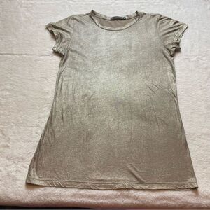 Linda Loudermilk Metallic Bronze Short Sleeve T Shirt Size Medium